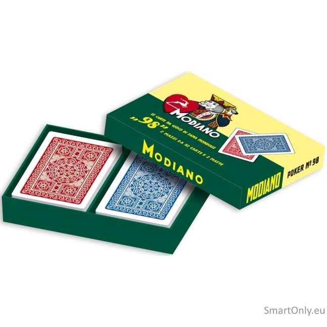 ''98'' pokerio kortų 2 kaladžių rinkinys Modiano Limituodo leidimo dėžutėje (raudonos ir mėlynos) ''98'' pokerio kortų 2 kaladžių rinkinys Modiano Limituodo leidimo dėžutėje (raudonos ir mėlynos)