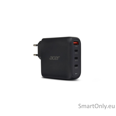 Acer 67W PD GaN Charger, 2 x USB C and 1 x USB A, EU Plug, 100W USB C cable, Black (Retail Pack)
