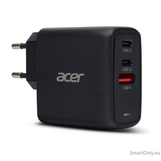 Acer 67W PD GaN Charger, 2 x USB C and 1 x USB A, EU Plug, 100W USB C cable, Black (Retail Pack) 4 Acer 67W PD GaN Charger, 2 x USB C and 1 x USB A, EU Plug, 100W USB C cable, Black (Retail Pack) 4
