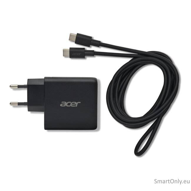 Acer 67W PD GaN Charger, 2 x USB C and 1 x USB A, EU Plug, 100W USB C cable, Black (Retail Pack) 6 Acer 67W PD GaN Charger, 2 x USB C and 1 x USB A, EU Plug, 100W USB C cable, Black (Retail Pack) 6
