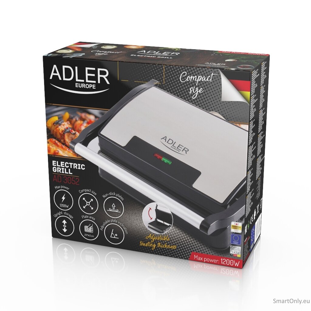 Adler | Electric Grill | AD 3052 | Table | 1200 W | Stainless steel 11 Adler | Electric Grill | AD 3052 | Table | 1200 W | Stainless steel 11