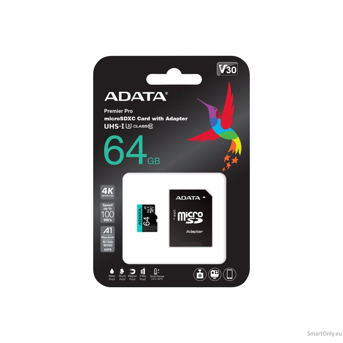 ADATA | Premier Pro UHS-I U3 V30S | 64 GB | MicroSDXC | Flash memory class 10 | Adapter 1 ADATA | Premier Pro UHS-I U3 V30S | 64 GB | MicroSDXC | Flash memory class 10 | Adapter 1