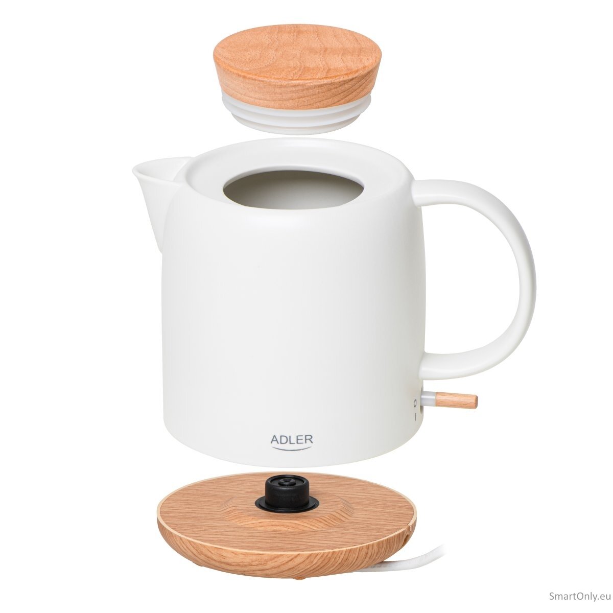 Adler Electric Kettle | AD 1304 | Electric | 1200 W | 1 L | Ceramic | 360° rotational base | White 5 Adler Electric Kettle | AD 1304 | Electric | 1200 W | 1 L | Ceramic | 360° rotational base | White 5