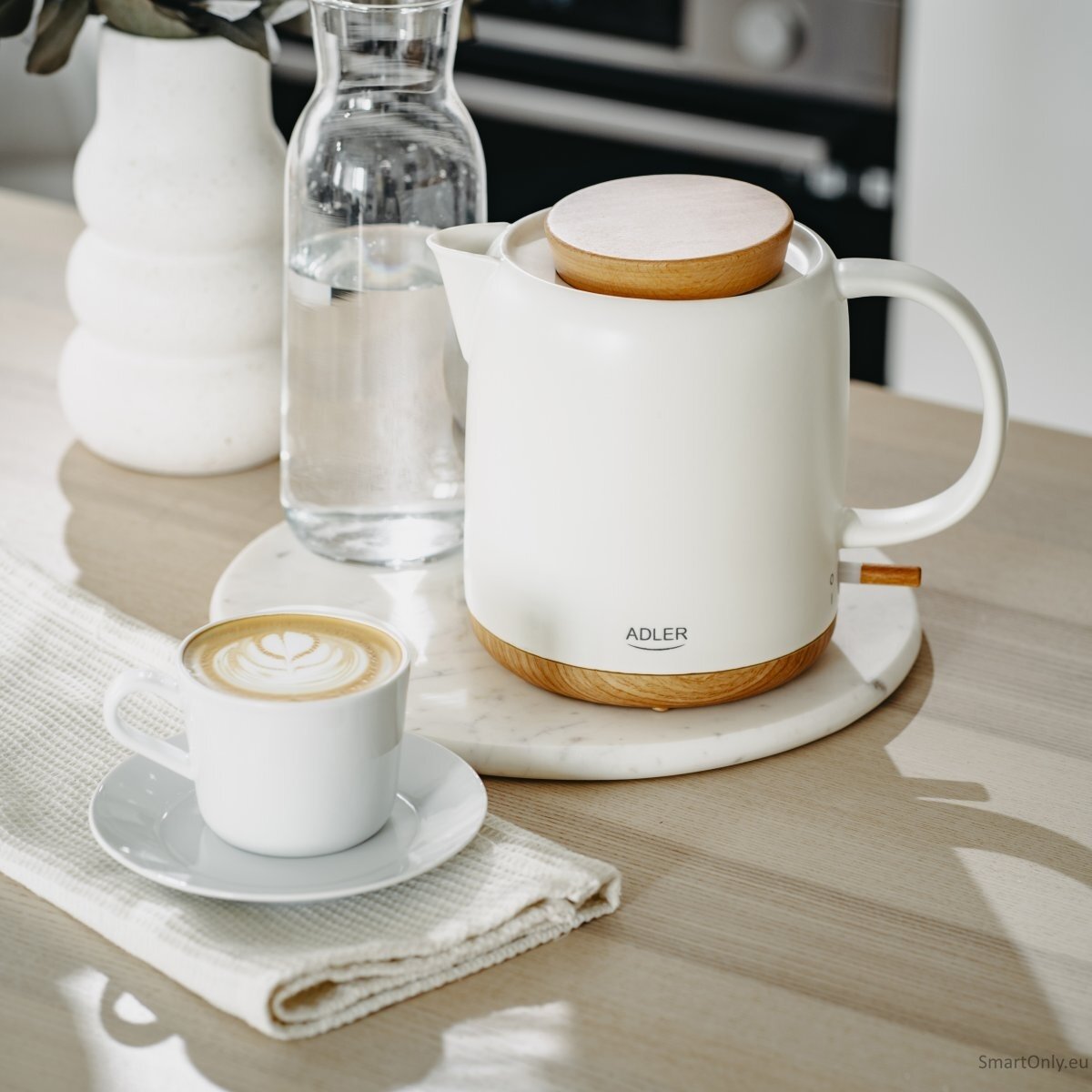 Adler Electric Kettle | AD 1304 | Electric | 1200 W | 1 L | Ceramic | 360° rotational base | White 8