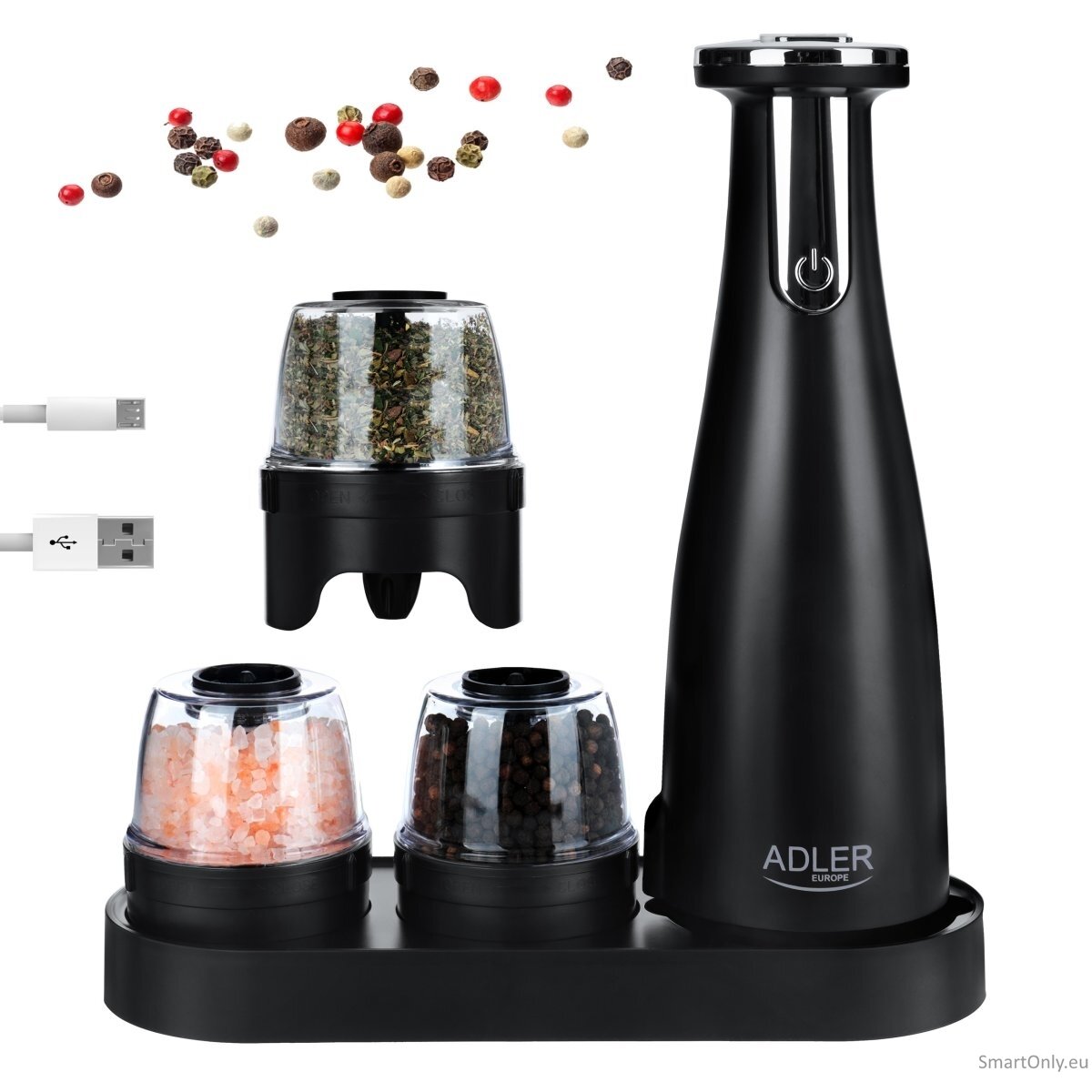 Adler | Electric Salt and pepper grinder | AD 4449b | Housing material ABS plastic | 7 W | Lithium | Matte Black 5 Adler | Electric Salt and pepper grinder | AD 4449b | Housing material ABS plastic | 7 W | Lithium | Matte Black 5