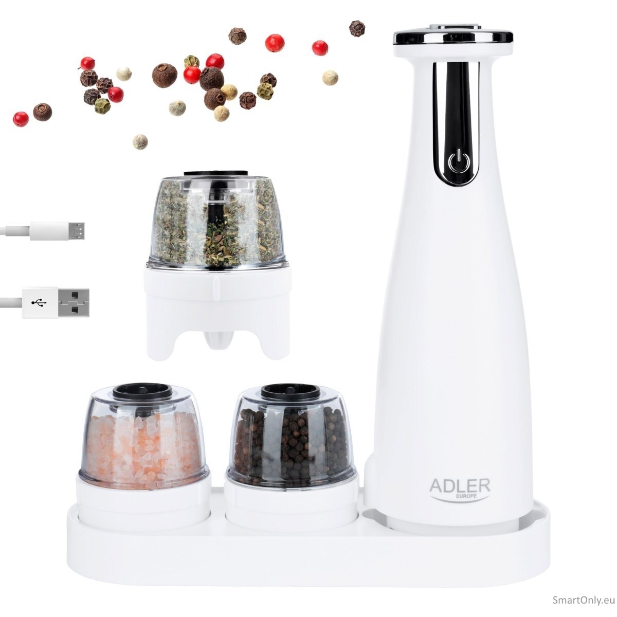 Adler | Electric Salt and pepper grinder | AD 4449w | Housing material ABS plastic | 7 W | Lithium | Matte White 6