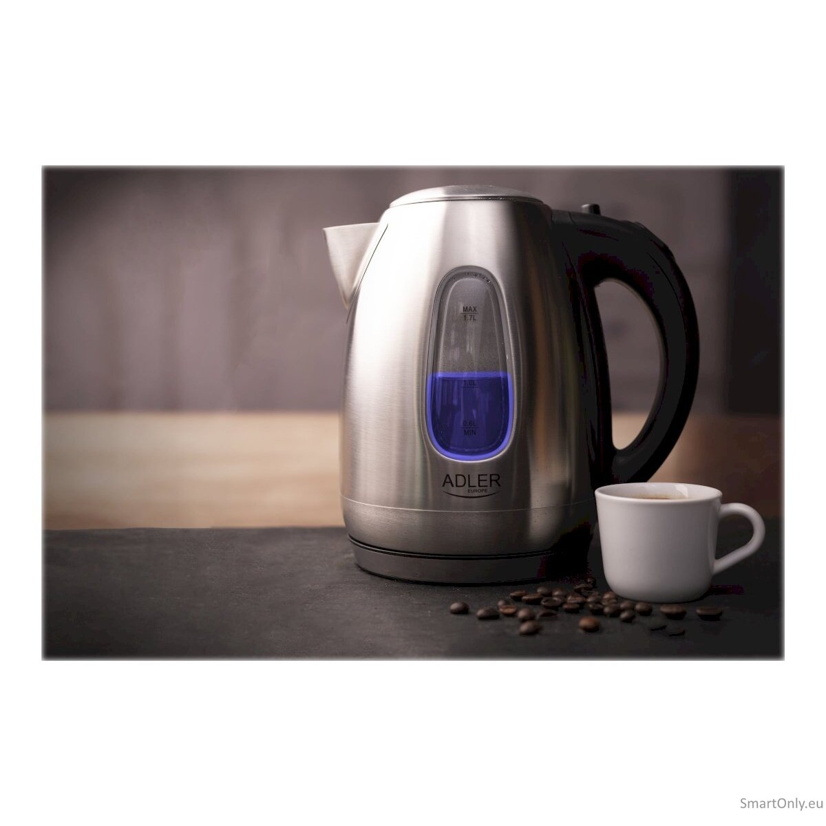Adler Kettle AD 1223 Standard 2200 W 1.7 L Stainless steel 360° rotational base Stainless steel 14 Adler Kettle AD 1223 Standard 2200 W 1.7 L Stainless steel 360° rotational base Stainless steel 14