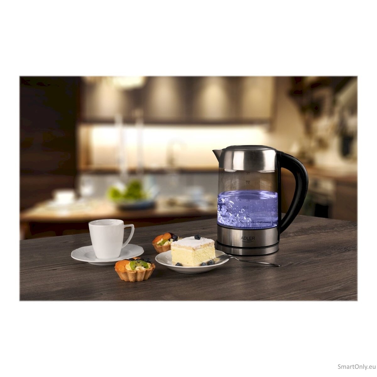 Adler Kettle AD 1247 NEW With electronic control 1850 - 2200 W 1.7 L Stainless steel, glass 360° rotational base Stainless steel/Transparent 15 Adler Kettle AD 1247 NEW With electronic control 1850 - 2200 W 1.7 L Stainless steel, glass 360° rotational base Stainless steel/Transparent 15