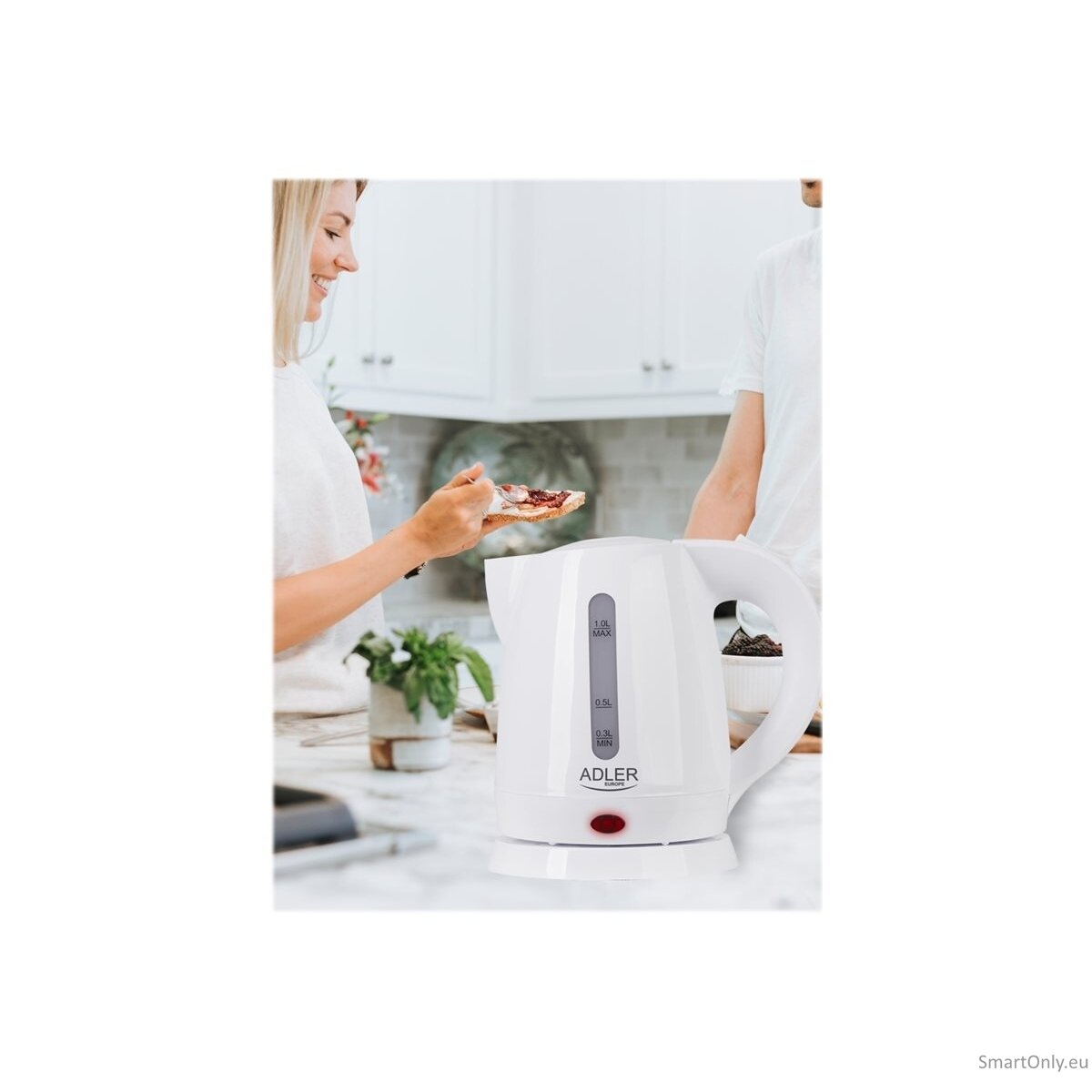 Adler | Kettle | AD 1272 | Electric | 1600 W | 1 L | Stainless steel/Polypropylene | 360° rotational base | White 10