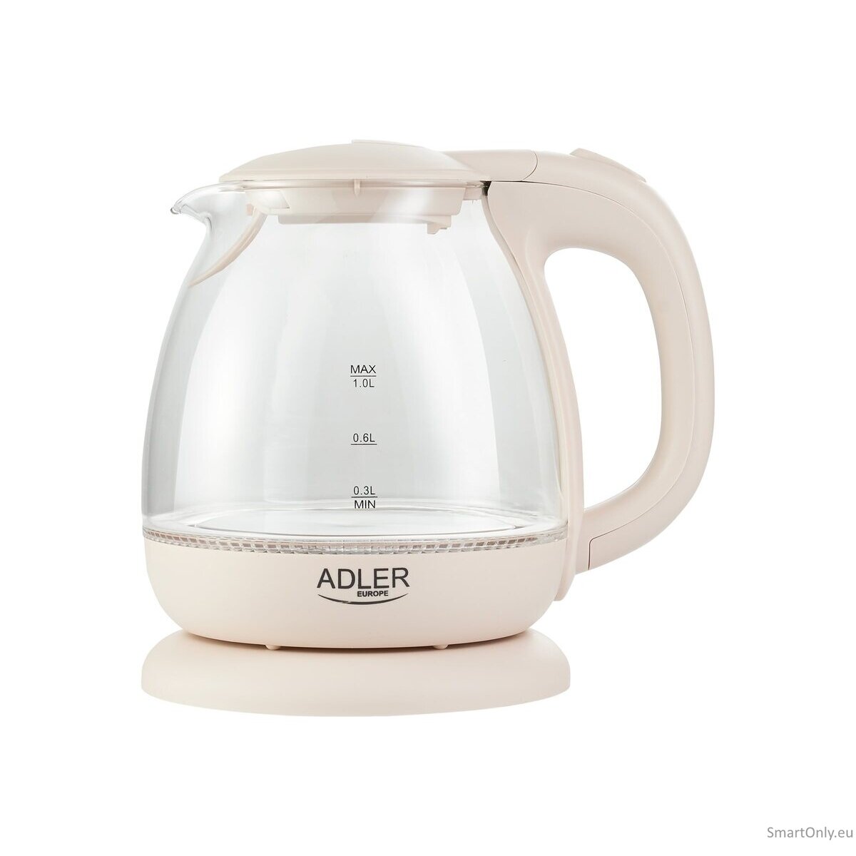 Adler | Kettle | AD 1283C | Electric | 900 W | 1 L | Glass/Stainless steel | 360° rotational base | Cream 4 Adler | Kettle | AD 1283C | Electric | 900 W | 1 L | Glass/Stainless steel | 360° rotational base | Cream 4