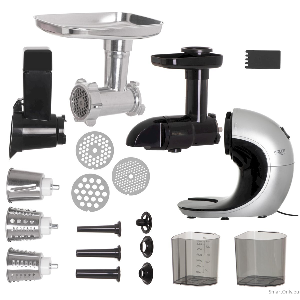 Adler Slow-speed juicer 3in1 - Meat mincer, Juicer, Vegetable grater AD 4131 Type Slow Juicer Stainless Steel 150 W Number of speeds 1 90-105 RPM 7 Adler Slow-speed juicer 3in1 - Meat mincer, Juicer, Vegetable grater AD 4131 Type Slow Juicer Stainless Steel 150 W Number of speeds 1 90-105 RPM 7