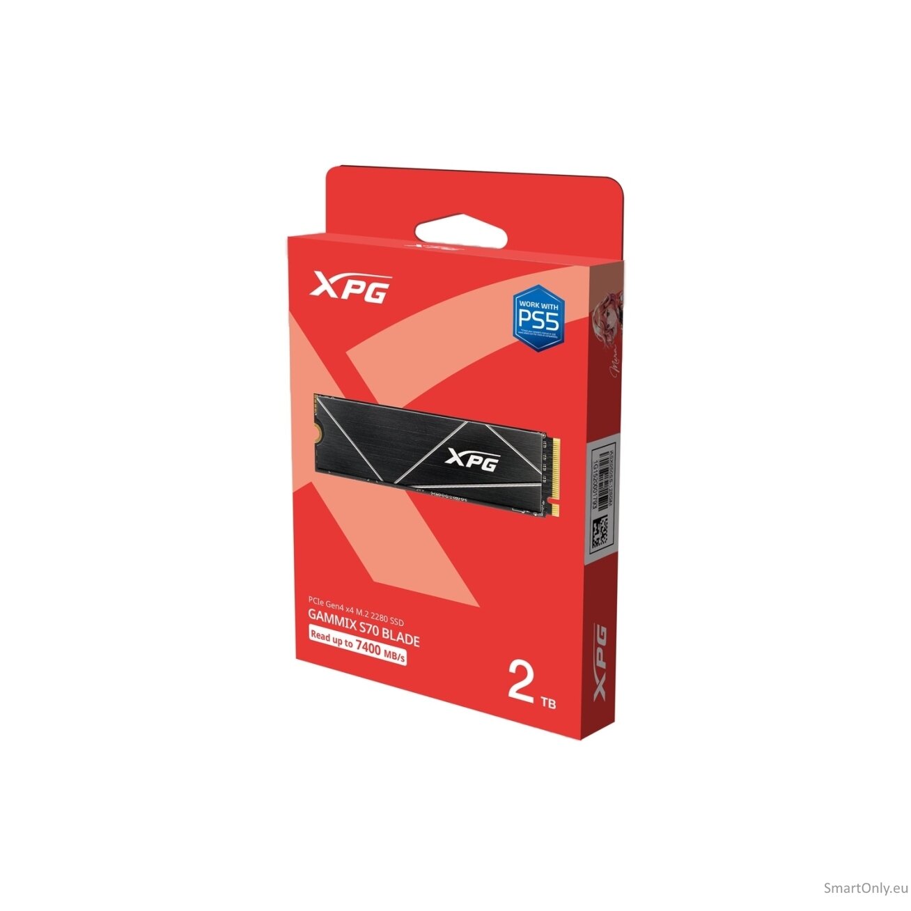 ADATA | XPG Gammix S70 BLADE | 2000 GB | SSD form factor M.2 2280 | Solid-state drive interface  PCIe Gen4x4 | Read speed 7400 MB/s | Write speed 6400 MB/s 10