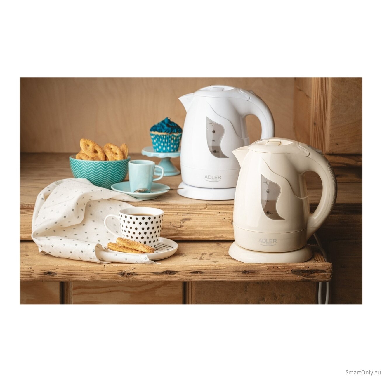 Adler | Kettle | AD 08 b | Standard | 850 W | 1 L | Plastic | 360° rotational base | Beige 10 Adler | Kettle | AD 08 b | Standard | 850 W | 1 L | Plastic | 360° rotational base | Beige 10