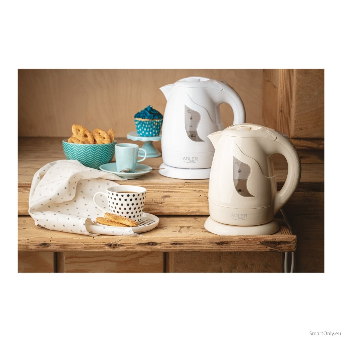 Adler | Kettle | AD 08 | Standard | 850 W | 1 L | Plastic | 360° rotational base | White 8