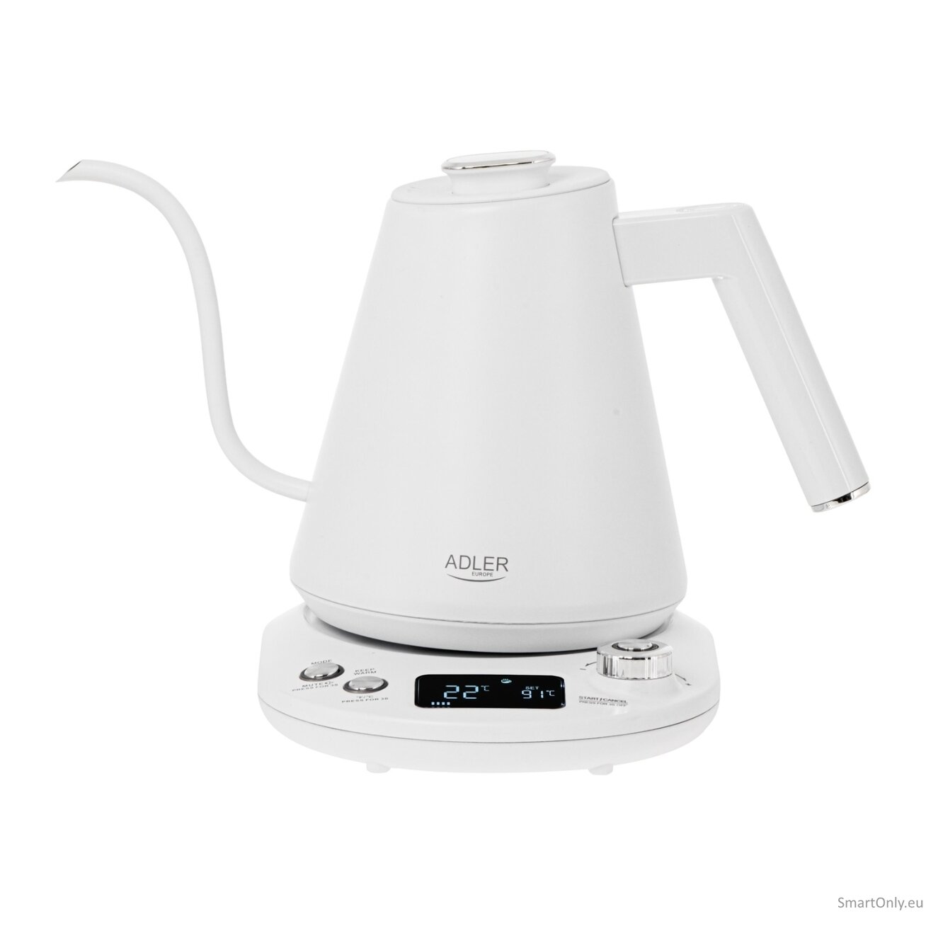 Adler | Kettle | AD 1349w | Electric | 1100 W | 1 L | Stainless Steel | 360° rotational base | White