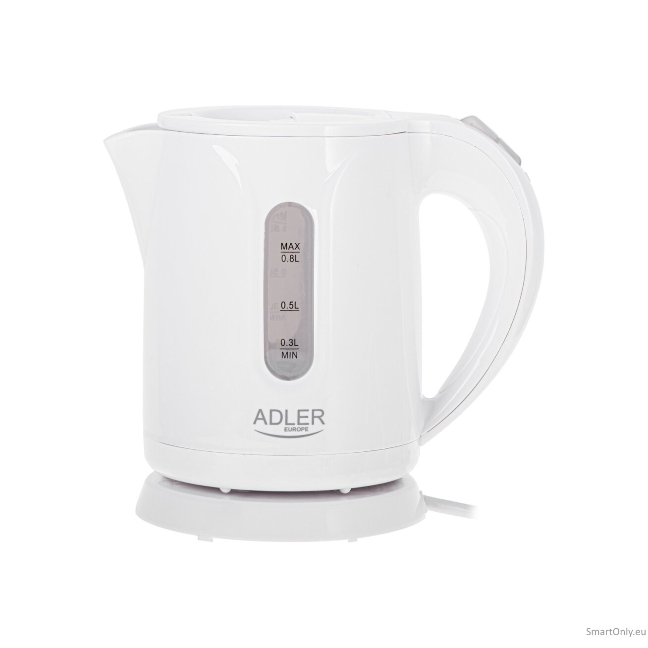 Adler | Kettle | AD 1371w | Electric | 850 W | 0.8 L | Stainless steel/Polypropylene | 360° rotational base | White 1 Adler | Kettle | AD 1371w | Electric | 850 W | 0.8 L | Stainless steel/Polypropylene | 360° rotational base | White 1