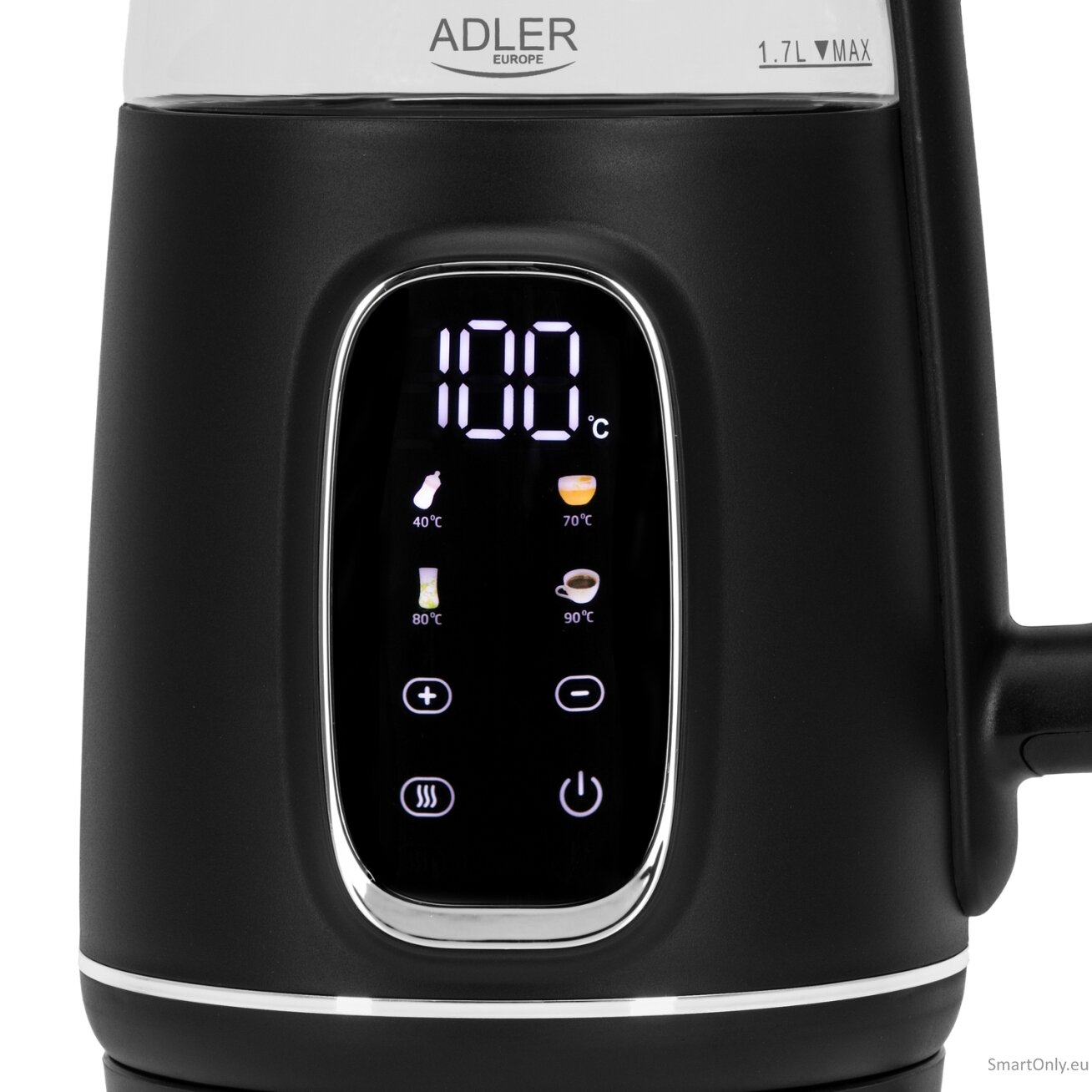 Adler Kettle with LED Display | AD 1305 | Electric | 2200 W | 1.7 L | Plastic | 360° rotational base | Black/Silver 1 Adler Kettle with LED Display | AD 1305 | Electric | 2200 W | 1.7 L | Plastic | 360° rotational base | Black/Silver 1