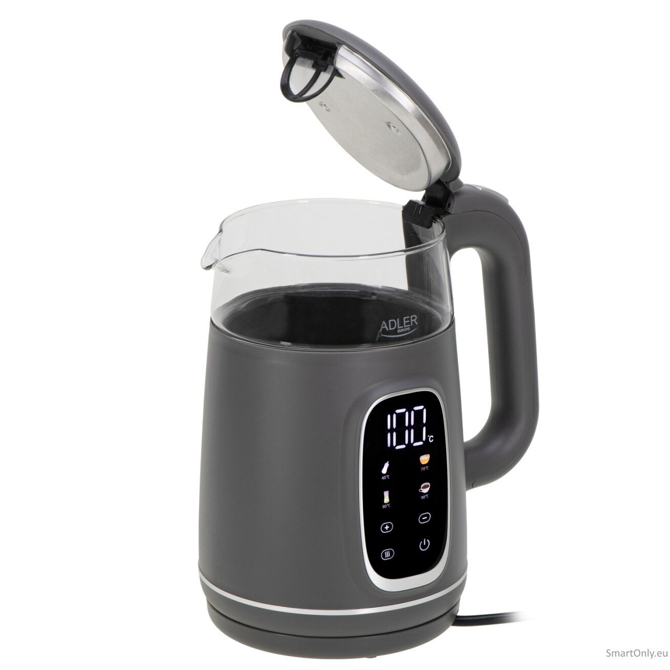 Adler Kettle with LED Display | AD 1305 | Electric | 2200 W | 1.7 L | Plastic | 360° rotational base | Grey 2
