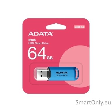ADATA | USB Flash Drive | C906 | 64 GB | USB 2.0 | Blue ADATA | USB Flash Drive | C906 | 64 GB | USB 2.0 | Blue
