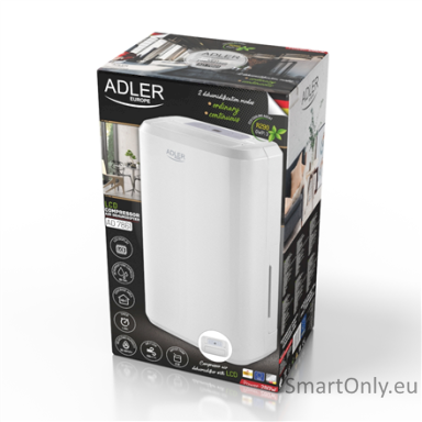 Adler Compressor Air Dehumidifier AD 7861 Power 280 W, Suitable for rooms up to 60 m³, Water tank capacity 2 L, White