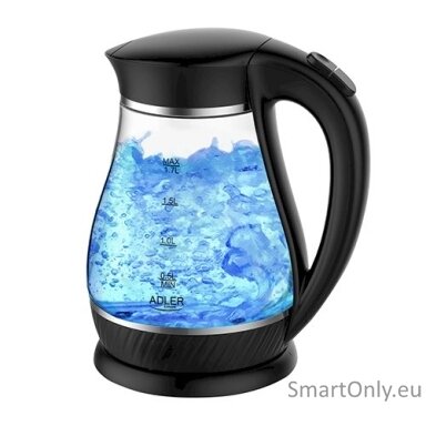 Adler Kettle AD 1274 Standard 2200 W 1.7 L Plastic/Glass 360° rotational base Black/ transparent Adler Kettle AD 1274 Standard 2200 W 1.7 L Plastic/Glass 360° rotational base Black/ transparent