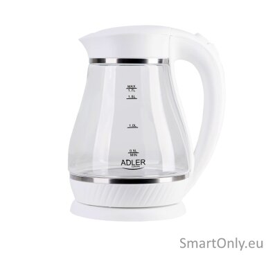 Adler Kettle AD 1274 Standard 2200 W 1.7 L Plastic/Glass 360° rotational base White/ transparent Adler Kettle AD 1274 Standard 2200 W 1.7 L Plastic/Glass 360° rotational base White/ transparent