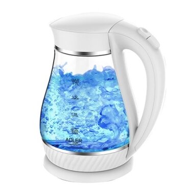 Adler Kettle AD 1274 Standard 2200 W 1.7 L Plastic/Glass 360° rotational base White/ transparent Adler Kettle AD 1274 Standard 2200 W 1.7 L Plastic/Glass 360° rotational base White/ transparent