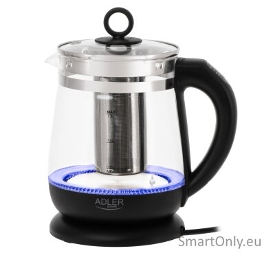 Adler | Kettle | AD 1299 | Electric | 2200 W | 1.5 L | Glass | 360° rotational base | Black