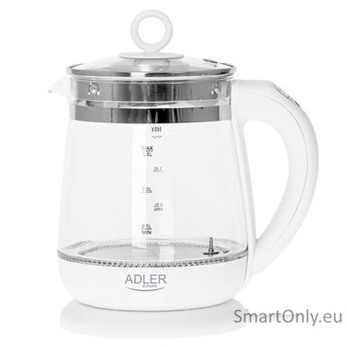 Adler Kettle AD 1299 Electric 2200 W 1.5 L Glass/Stainless steel 360° rotational base White Adler Kettle AD 1299 Electric 2200 W 1.5 L Glass/Stainless steel 360° rotational base White