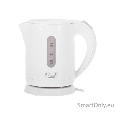 Adler | Kettle | AD 1371w | Electric | 850 W | 0.8 L | Stainless steel/Polypropylene | 360° rotational base | White Adler | Kettle | AD 1371w | Electric | 850 W | 0.8 L | Stainless steel/Polypropylene | 360° rotational base | White