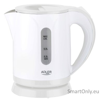 Adler | Kettle | AD 1371w | Electric | 850 W | 0.8 L | Stainless steel/Polypropylene | 360° rotational base | White Adler | Kettle | AD 1371w | Electric | 850 W | 0.8 L | Stainless steel/Polypropylene | 360° rotational base | White