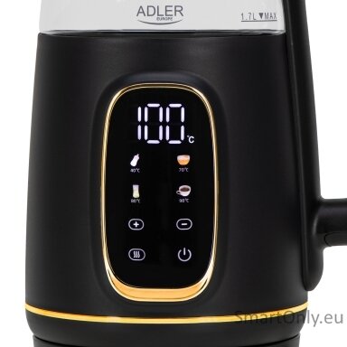 Adler Kettle with LED Display | AD 1305 | Electric | 2200 W | 1.7 L | Plastic | 360° rotational base | Black/Gold