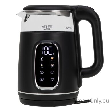 Adler Kettle with LED Display | AD 1305 | Electric | 2200 W | 1.7 L | Plastic | 360° rotational base | Black/Silver