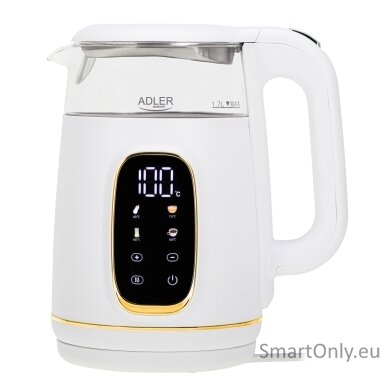 Adler Kettle with LED Display | AD 1305 | Electric | 2200 W | 1.7 L | Plastic | 360° rotational base | White/Gold