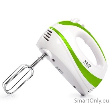 Adler | Mixer | AD 4205 g | Hand Mixer | 300 W | Number of speeds 5 | Turbo mode | White/Green Adler | Mixer | AD 4205 g | Hand Mixer | 300 W | Number of speeds 5 | Turbo mode | White/Green