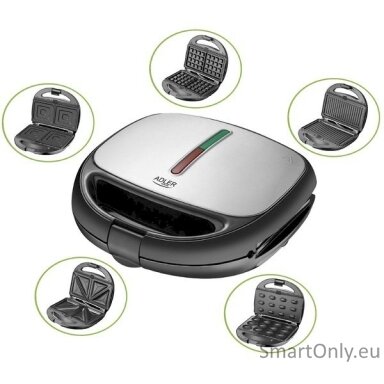 Adler Sandwich maker AD 3040 1200 W Number of plates 5 Number of pastry 2 Ceramic coating Black Adler Sandwich maker AD 3040 1200 W Number of plates 5 Number of pastry 2 Ceramic coating Black