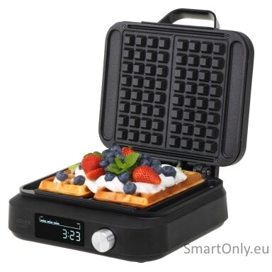 Adler Waffle Maker with LED Display AD 3087 2200 W Number of pastry 2 EU Plug Black Adler Waffle Maker with LED Display AD 3087 2200 W Number of pastry 2 EU Plug Black