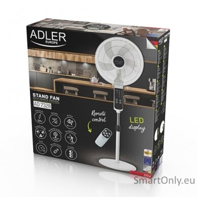 Adler Fan AD 7328 Stand Fan, Number of speeds 3, 120 W, Oscillation, Diameter 40 cm, White 1
