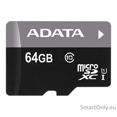 ADATA | Premier | UHS-I | 64 GB | MicroSDXC | Flash memory class 10 | Adapter