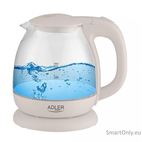 Adler | Kettle | AD 1283C | Electric | 900 W | 1 L | Glass/Stainless steel | 360° rotational base | Cream Adler | Kettle | AD 1283C | Electric | 900 W | 1 L | Glass/Stainless steel | 360° rotational base | Cream