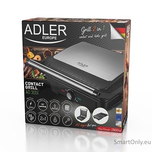 Adler Electric Grill XL AD 3051 Table 2800 W Black/Stainless steel 11 Adler Electric Grill XL AD 3051 Table 2800 W Black/Stainless steel 11