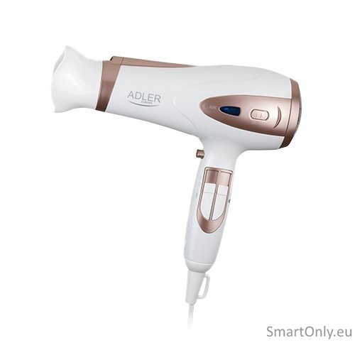 Adler | Hair Dryer | AD 2248 | 2400 W | Number of temperature settings 3 | Ionic function | Diffuser nozzle | White Adler | Hair Dryer | AD 2248 | 2400 W | Number of temperature settings 3 | Ionic function | Diffuser nozzle | White