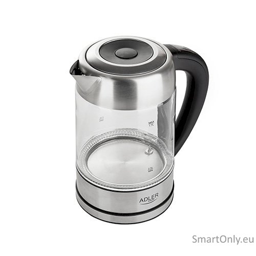 Adler Kettle AD 1247 NEW With electronic control 1850 - 2200 W 1.7 L Stainless steel, glass 360° rotational base Stainless steel/Transparent 1
