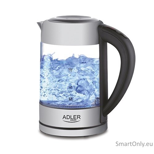 Adler Kettle AD 1247 NEW With electronic control 1850 - 2200 W 1.7 L Stainless steel, glass 360° rotational base Stainless steel/Transparent 6 Adler Kettle AD 1247 NEW With electronic control 1850 - 2200 W 1.7 L Stainless steel, glass 360° rotational base Stainless steel/Transparent 6