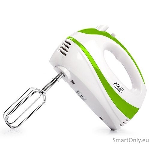 Adler | Mixer | AD 4205 g | Hand Mixer | 300 W | Number of speeds 5 | Turbo mode | White/Green Adler | Mixer | AD 4205 g | Hand Mixer | 300 W | Number of speeds 5 | Turbo mode | White/Green