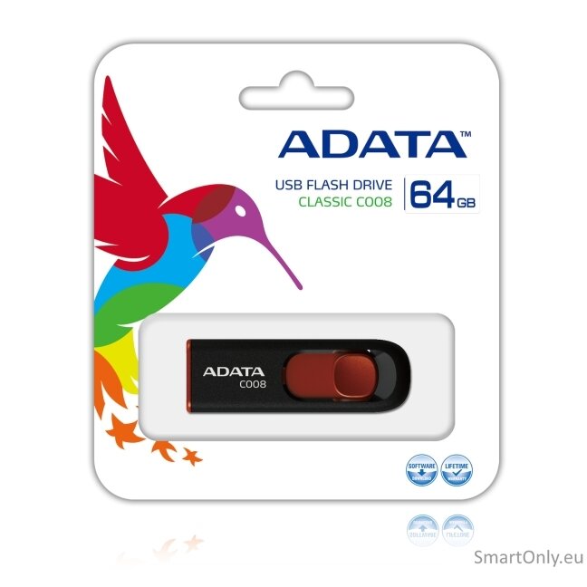 ADATA | C008 | 64 GB | USB 2.0 | Black/Red 1 ADATA | C008 | 64 GB | USB 2.0 | Black/Red 1