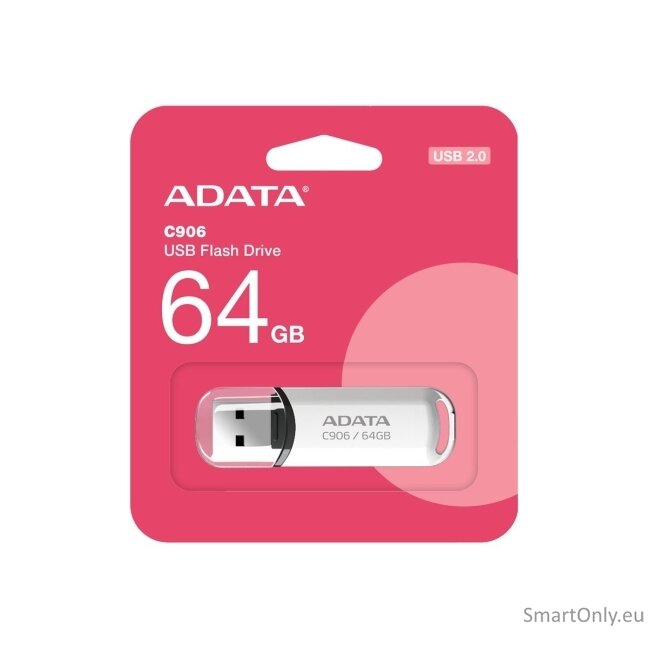 ADATA | USB Flash Drive | C906 | 64 GB | USB 2.0 | White ADATA | USB Flash Drive | C906 | 64 GB | USB 2.0 | White