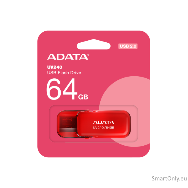 ADATA | USB Flash Drive | UV240 | 64 GB | USB 2.0 | Red 2 ADATA | USB Flash Drive | UV240 | 64 GB | USB 2.0 | Red 2