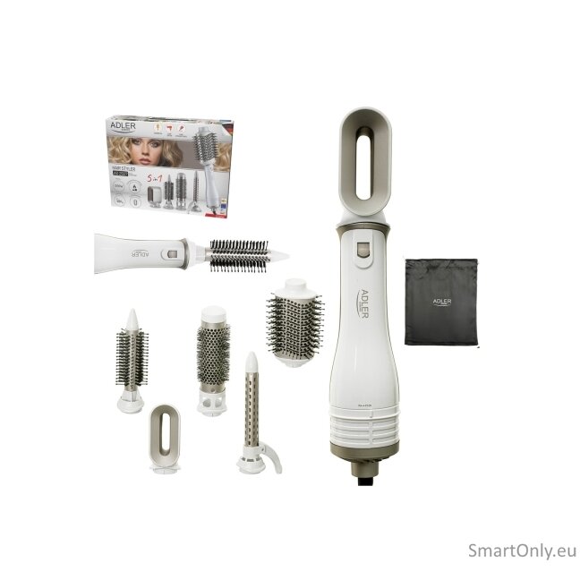 Adler 5-in-1 Curling Iron-Dryer | AD 2027 | Number of heating levels 2 | 1200 W | White/Champagne 20