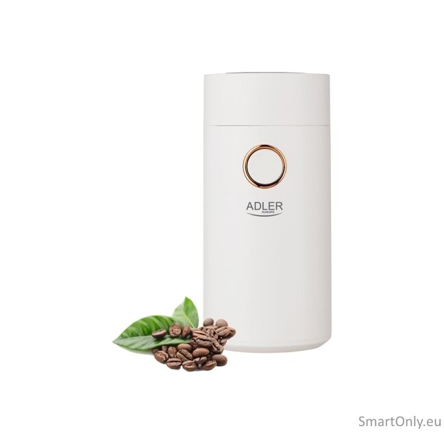 Adler | Coffee grinder | AD4446wg | 150 W | Coffee beans capacity 75 g | Lid safety switch | White 3 Adler | Coffee grinder | AD4446wg | 150 W | Coffee beans capacity 75 g | Lid safety switch | White 3